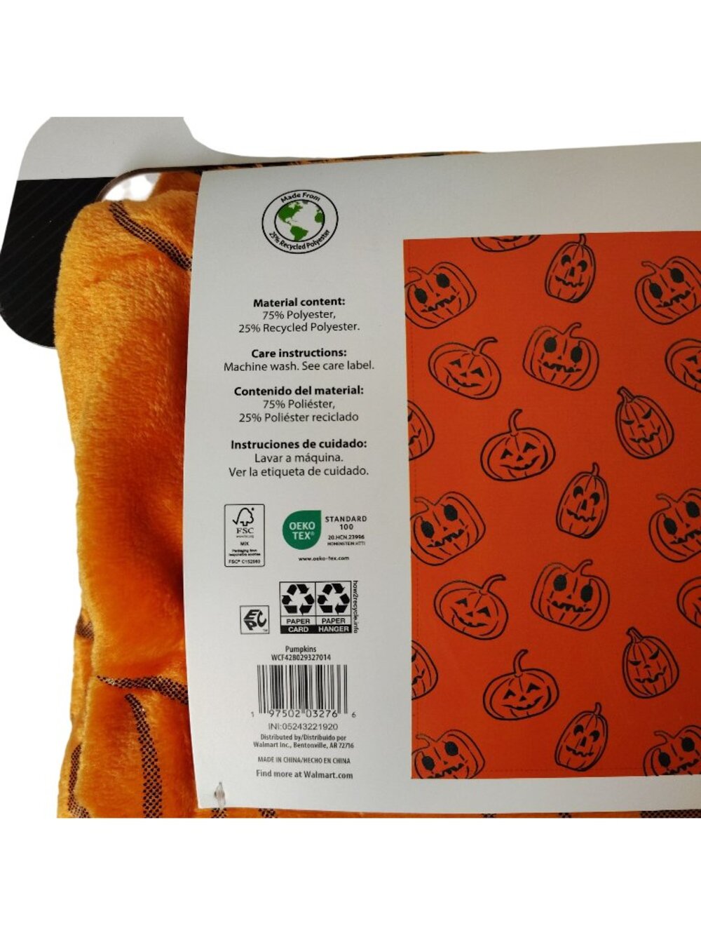 Halloween Velvet Plush Throw Blanket 50x60 in. Orange and Black Pumpkin Pattern